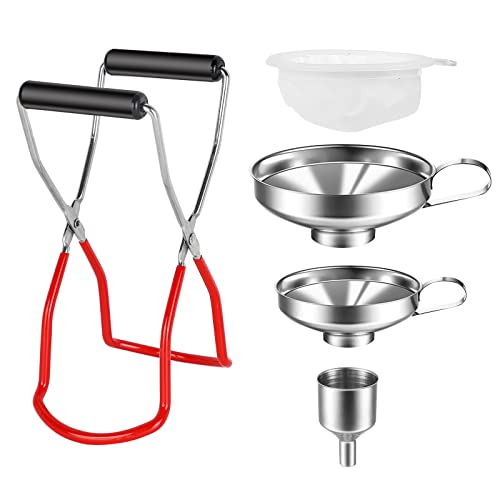 Trichter Edelstahl Set - 5 Stück Küche Marmeladentrichter mit Einmachgläser Heber und 300 Mesh Filter, Einfülltrichter mit Griff Trichter Set zum Umfüllen von Gewürzen,Flüssigkeiten, Bohnen, Konfitüre Cover