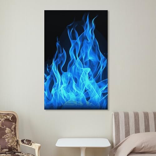 Impression sur toile flamme bleue décoration murale maison