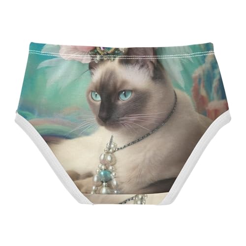 Funny Siamese Cat Toddler Girl Underwear, Cotton Underwear for Girls, 2T–8 Years2