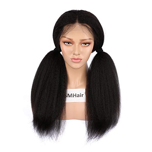 Full Lace Human Hair Wigs Pre Prucked Hairline SMHair Kinky Straight Glueless Brazilian Remy Hair For Black Women Baby Hair 130% Density 24"