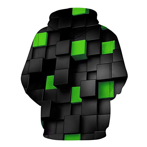 Sweats à capuche unisexe 3D pull imprimé cube vert pour récréation et loisirs enfants - 2