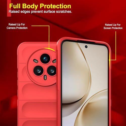 Image of Amazon Brand-Solimo Mobile Cover for Realme 14 Pro 5G | Full Camera Protection | Liquid Silicon Case | Flexible Bumper Case for Realme 14 Pro 5G (Red)