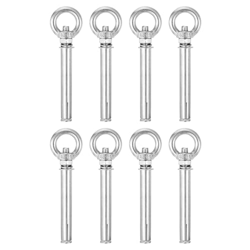 Image of uxcell Ring Lifting Expansion Eyebolt, 8pcs M8x100mm 304 Stainless Steel Expansion Screw with Eye Ring for Concrete Brick Wall