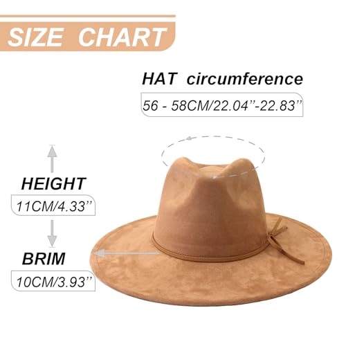 Image of Fedora Hats for Women Man with Big Wide Brim Classic Suede Panama Hat Western Outdoor hat