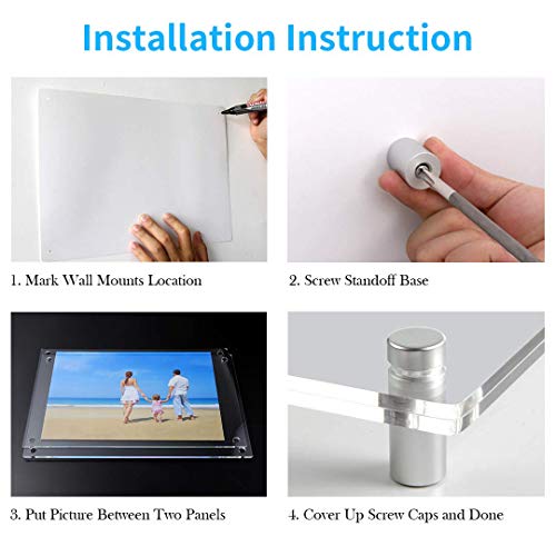 Niubee NBPN-248K Clear Acrylic Wall Mount Floating Frameless Picture Frame Up To 18X24 Photo For Poster Photography Frames-Double Panel thumb #6