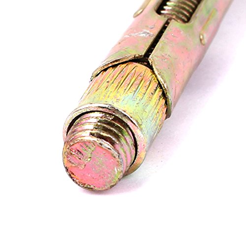 Sourcingmap Wall Concrete Brick Expansion Screws Closed Hook Bolts 12mm Dia Sleeve 4 Pcs, Gold Tone - Image 2