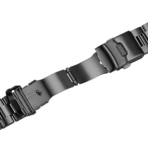Image of Juntan Stainless Steel Curved Solid End Tapered Watch Band, 18mm 20mm 21mm 22mm Watch Bands Metal Watch Strap Bracelet Replacement Deployment Double Buckle Silver Black Silver Gold