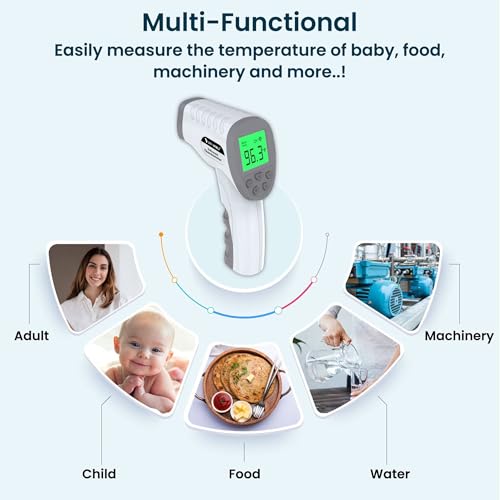 Image of DR VAKU Infrared Digital Thermometer For Fever, Non-Contact Laser Infrared Thermometer Temperature Gun [Battery Included] - Grey, Plastic