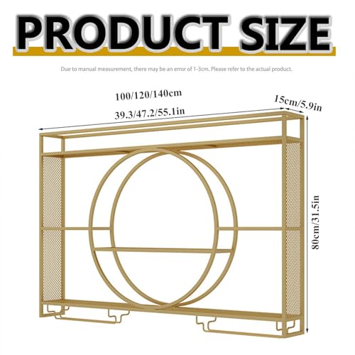 Support de rangement pour vin suspendu étagère murale métal avec verre LED - 7