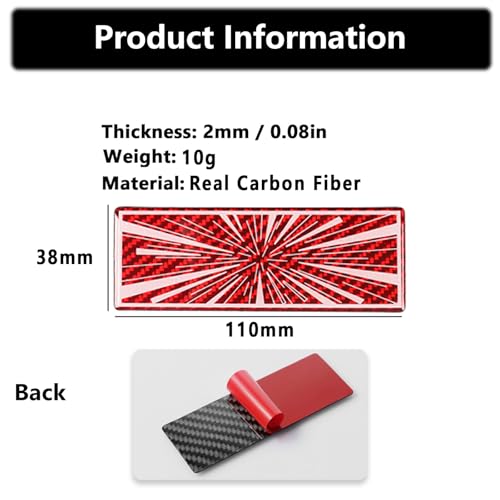 Image of Fit for Redl Carbon Fiber Dual Motor Badge Emblem Sticker Plaid Decor Compatible for Model 3 Y X S Accessories (Ludicrous-Red)