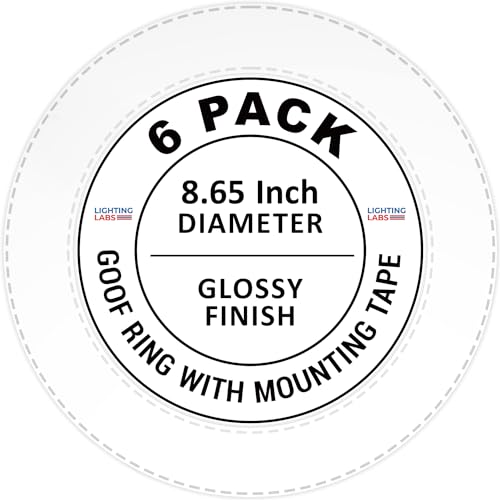 Image of LightLabs Goof Ring Gloss 6 Pack 8.65 inch Diameter for 6 inch Cans. Inlcudes Mounting Tape to Fix Drywall Damage for Flush Mount Recessed Down Lights. 6.2 inch Inner Diameter Recessed Light Cover Glossy White