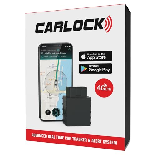 CARLOCK 4G Localizador GPS para Coche & Alarma Coche. con Dispositivo y aplicación móvil. Rastrea tu Coche en Tiempo Real y te notifica si Hay un Comportamiento sospechoso. OBD Plug&Play