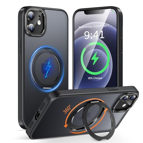 KWATUNG iPhone12 �p �P�[�X iPhone 12 Pro �p �X�}�z�P�[�X magsafe�Ή� ���C�����X�[�d �ϏՌ� ��p�ق�12 �p �P�[�X 360°��]�X�^���h �c�����Ή� �A�C�t�H��12�p�J�o�[ �}�O�l�b�g���� �h�w�� �ČRMIL�K