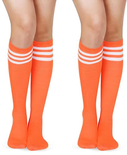 Image of Athletic Knee High Socks Stripe Running Baseball Thigh High Stockings Outdoor Sport Tube Socks