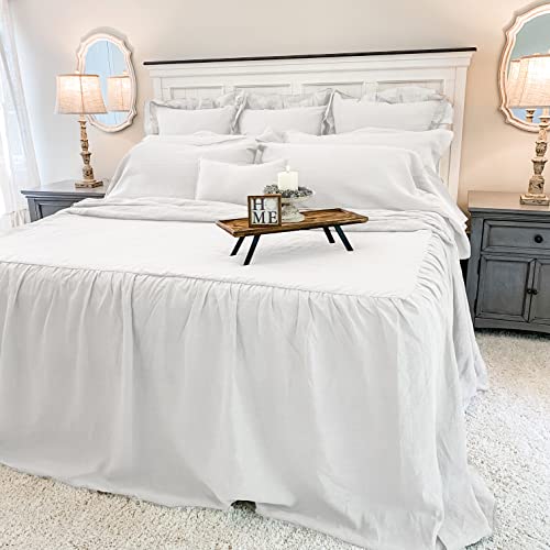 Piper Classics Provincial Linen White Ruffled King Bedspread, 72