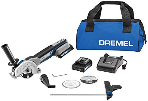 Dremel US20V-02 Compact Circular Saw Kit with (2) 20V Batteries, Charger & Storage Bag, Cordless Compact Saw, 15,000 RPM - Ideal for Flush Cutting, Plunge Cutting and Surface Preparation