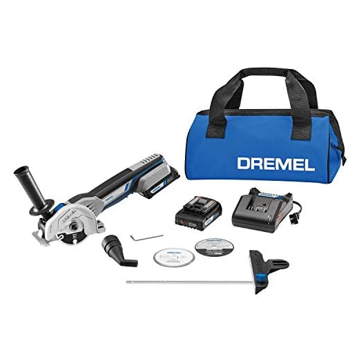 Dremel US20V-02 Compact Circular Saw Kit with (2) 20V Batteries, Charger & Storage Bag, Cordless Compact Saw, 15,000 RPM - Ideal for Flush Cutting, Plunge Cutting and Surface Preparation
