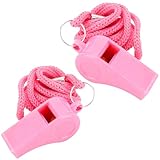 Whistle, 2 PCS Pink Whistles with Lanyard Plastic Loud Whistle for Referee Loud Crisp Sound Emergency Whistle for Teacher Polices Officials School Soccer Outdoor Enthusiasts Dog Training Party Favors