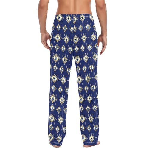 Turkish Evil Eye Symbols (1) Men's Pajamas Pants Cotton Sleep Bottoms Pants Lounge Sleepwear - S3