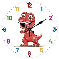 CHGCRAFT Dinosaur Wall Clock 12 Inch Battery Operated Wall Clocks Color Paint Non Ticking Silent photo CHGCRAFT Dinosaur Wall Clock 12 Inch Battery Operated Wall Clocks Color Paint Non Ticking Silent