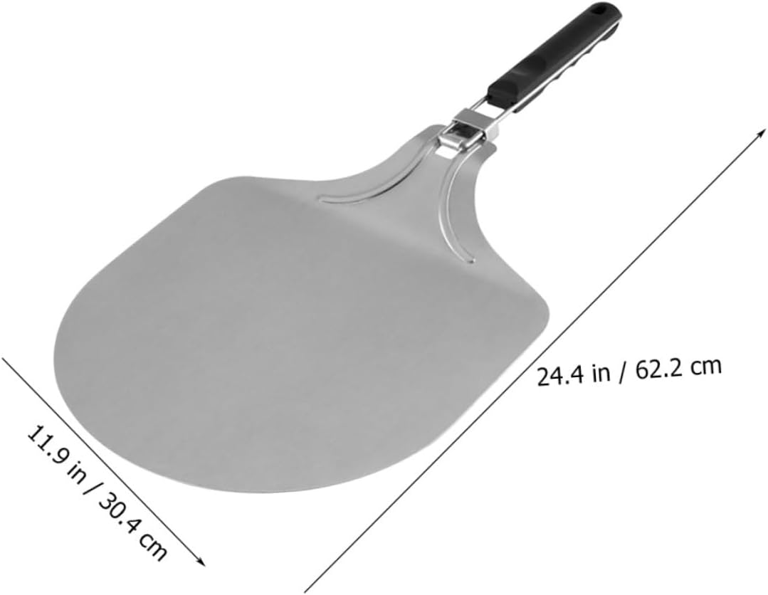 Stainless Steel Folding Pizza Shovel with Oval Blade Pizza Spatula for Home Restaurants and Pizzerias Use Cake Baking Tool with Smooth Surface and Comfortable Handle