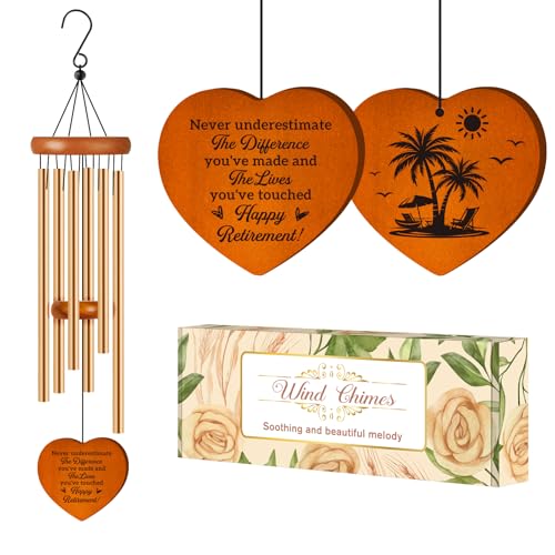 Retirement Gifts for Woman 2026 Best Retired Gift Wind Chime Happy Retirement Gifts for Women Men Coworker Colleague Boss Teachers Nurse Friends Going Away Gift Retirement Decorations