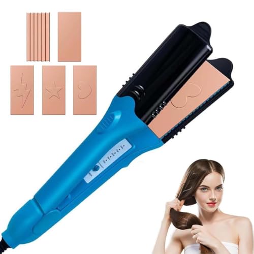 3D Hair Stamper Crimping Iron for Volume, Hair Straightener & 3D Image Imprinting Iron with 5 Different Plates, Perfect hot Tool for Hair Art or Festival Hair
