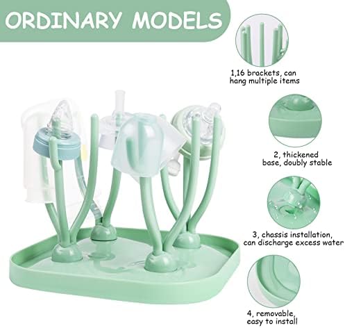 Vicloon Baby Bottle Drying Rack, Baby Bottle Drain Holder with Detachable Drip Tray, Baby Drying Rack Ideal for Bottles, Teats, Cups, Reusable Baby Bottle Holder Baby Accessories