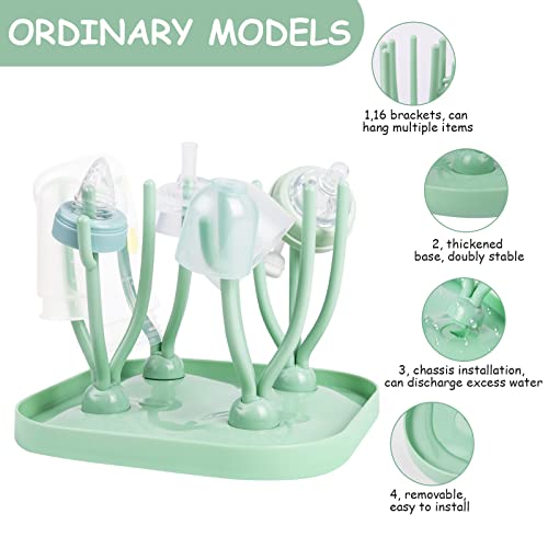 Vicloon Trockenständer Babyflaschen,Trockenständer für Babyflaschen mit Abtropfschale,BPA frei Babyflaschen Zubehör zum Trocknen von Babyflaschensaugern - Grün