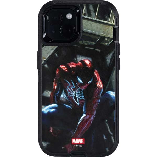 Skinit Decal Phone Skin Compatible with OtterBox Defender iPhone 14 - Officially Licensed Marvel Spiderman New Suit Spiderman Design
