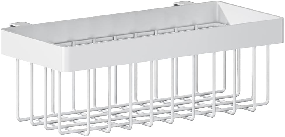 PUSDON Over Sink Dish Drying Rack Stainless Steel DIY Parts - Square Basket/Detergent Holder, White