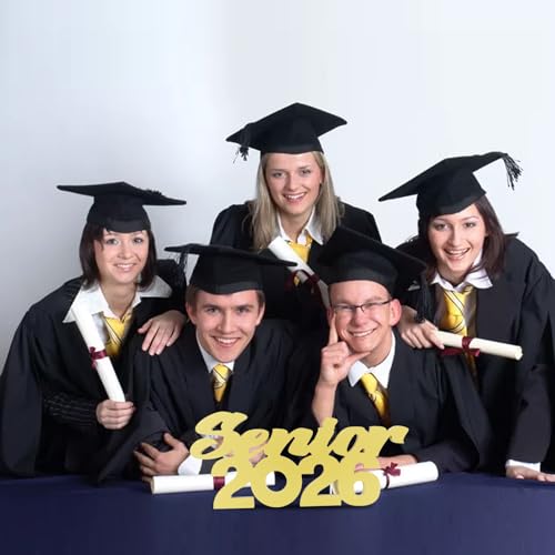 Image of TONIFUL Graduation Decorations 2026 Senior 2026 Sign Wooden Gold Class of 2026 Table Centerpiece Photo Props Graduation centerpieces Senior 2026 Sign for 2026 Party Decorations Supplies