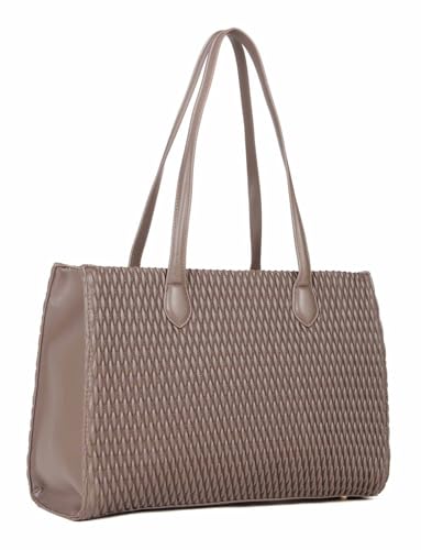 Valentino Frequency sac shopping taupe grand format cuir robuste