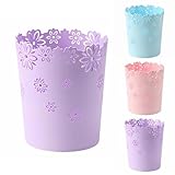 Wastebasket,Hmane Hollow Flower Shape Plastic Lidless Wastepaper Baskets Trash Can - M