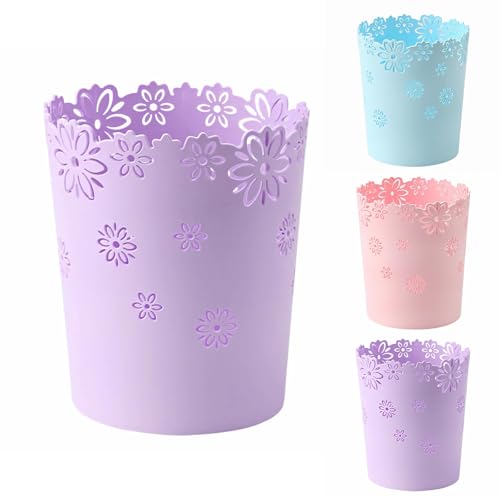 YEMIANJU Mini Wastebasket 1 Gallons Small Purple Trash can Office Plastic Garbage Can for Bathroom Vanity, Desktop, Office or Kids Rooms (Purple, Mini)