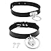 Produktbild Jurxy 2 Stück Breit Lederhalsband Halskette Herz Form Damen Leder Choker Metall Ring Halsband Gotik Punk Rock Lederband Einstellbar Kragen - Schwarz