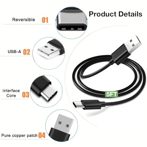 5FT USB-C Charging Cable for Power Banks Compatible with IWalk, Spigen PocketBoost, for INIU, RAVPower, BONAI, Yootech, Powlaken, Nanami, Waitiee, Seneo, Watoe USB C Power Banks Replacement Cable - Image 3