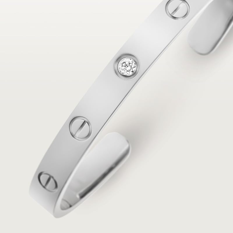 Image of Diamond Love Bracelet for her | 925 Sterling Silver | 18kt White Gold Plated | AAA+ Simulated Diamond | Handcrafted | Openable Bangle | Precious Gift for her