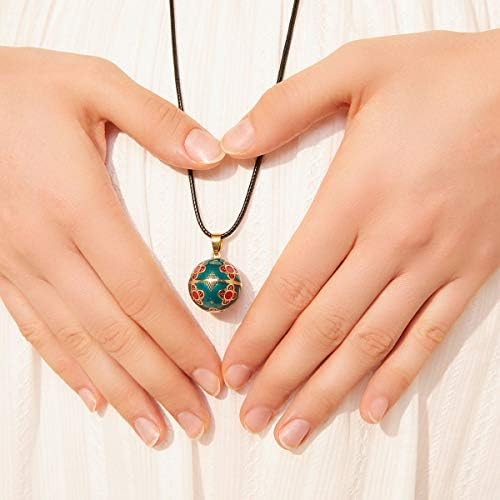 EUDORA Harmony Ball Vintage Style Flower Music Wishing Chime Ball Pendant Necklace Bola for Pregnancy Women Ladies Best Jewellry Gift, 45"+30inch