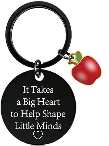 School Teacher Appreciation Black Key Ring - Heart Message