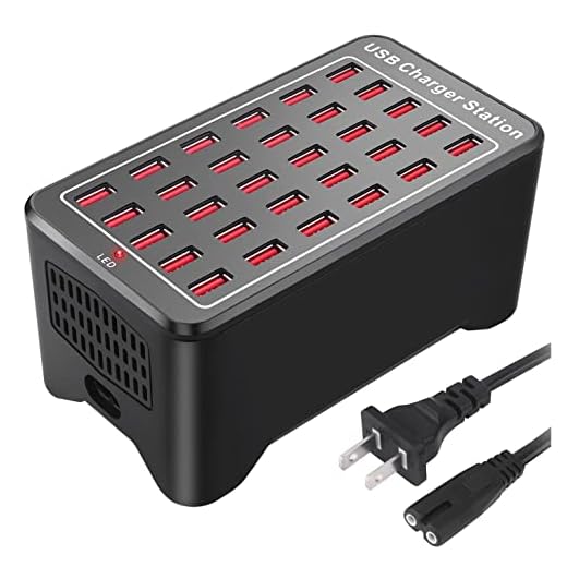 USB Charger, Cinlinso 30 Port 150W(30A) USB Charging Station Multi Port USB Hub Charger with Smart Detect for Multiple Devices Smartphones Tablets and Other Electronics