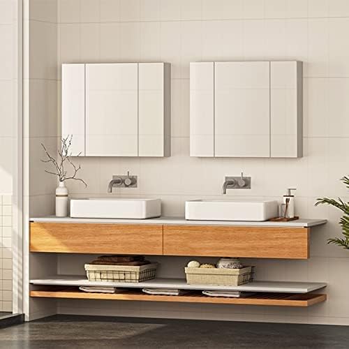Gabinete de baño con espejo y 3 puertas 27.6x23.6 pulgadas miniatura 9