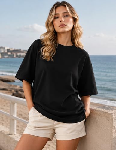 MAPICK 4 Pack Oversized Tshirts for Women Crew Neck Loose Fit Summer Baggy Tee Tops Short Sleeve Workout Shirt Clothes — view 2