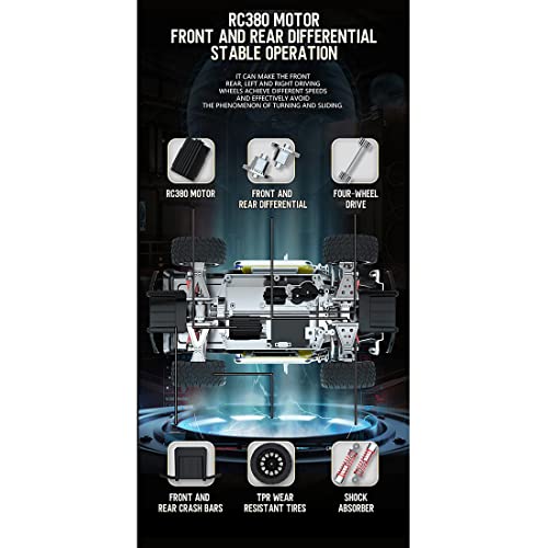 WYMYY 1:16 Off-road Vehicle, 4WD 2.4G Electric Remote Control Climbing Buggy Truck Car Vehicle Model, High Speed 20KM/H (Flame Black) - Image 6