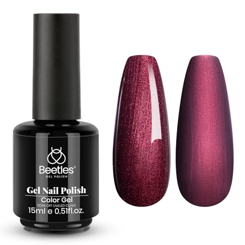 Beetles Burgundy Shimmer Gel Polish, 15ML Cherry Mocha Red Wine Color Gel