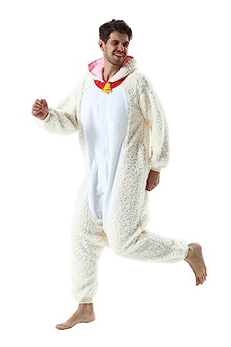 Miniatura 5 de Simzoo Pijama Mono De Animal Para Adultos, Ropa De Dormir Para Disfraz De Cosplay De Cabra Para Hombres Y Mujeres, Ropa Para El Hogar Unisex De Una Pieza