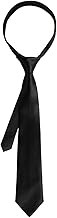JK Women's Long Thin Scarf Tie Uniform Solid Formal Black