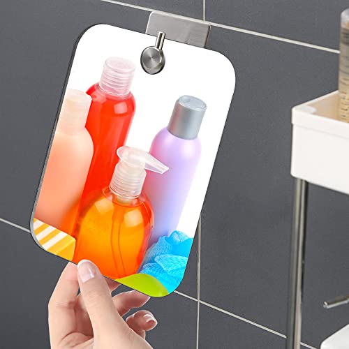 Shower Mirror Fogless For Shaving Mirror For Shower,Unbreakable Mirror,(Small,2 Pack 6''X4'') Anti Fog Shower Mirror,Handheld Frameless Makeup Camping Bathroom Mirror,Small Locker Plastic Mirror #TOP5