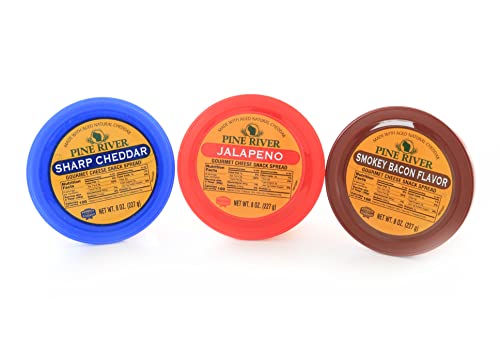 Pine River Cheese Spreads Variety 3-Pack | Sharp Cheddar, Jalapeno,