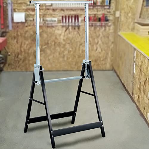 Foto von QMBasic 2X 200 kg Stahl KlappBock im Set mit Multitool | Black Line Teleskop Unterstellbock 7-Fach verstellbar bis 130 cm Stützbock Gerüstbock Metallbock klappbar